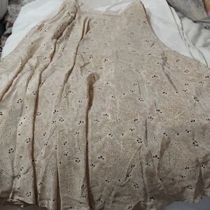 Ellen Tracy Beige Floral Silk Skirt Flowy Sz 12